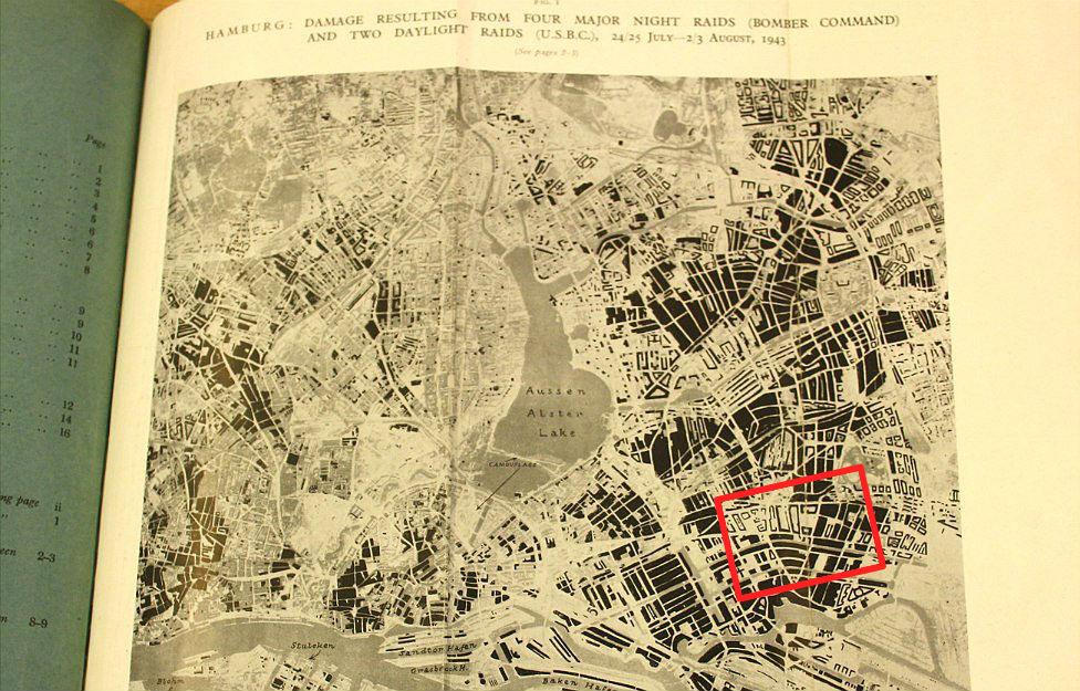 Annotated Hamburg bomb damage map