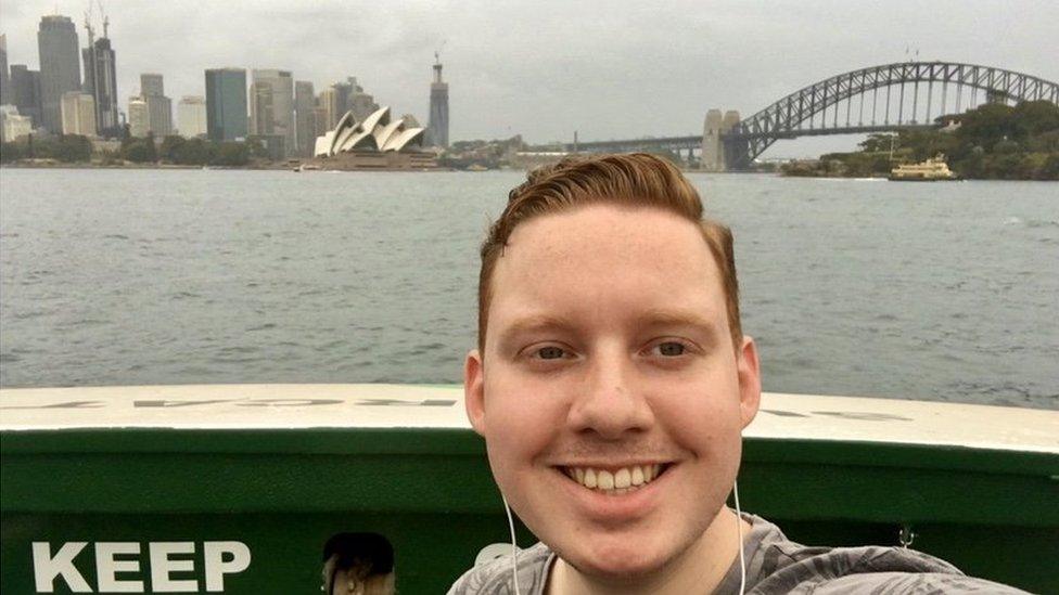 Luke Shortland in front of the Sydney Opera House