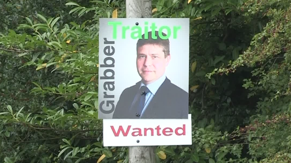 A poster featuring a picture of Kevin Lunney and text that reads: Wanted - grabber; traitor