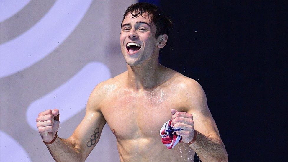 Tom Daley celebrates