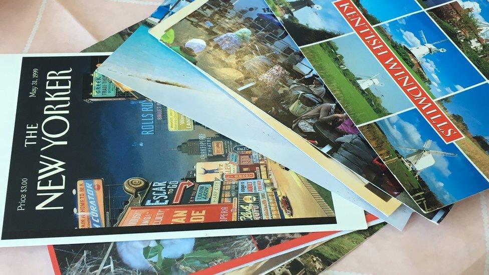 Postcards received by the home