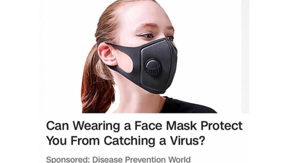 An advert for face masks that appeared on cnn.com