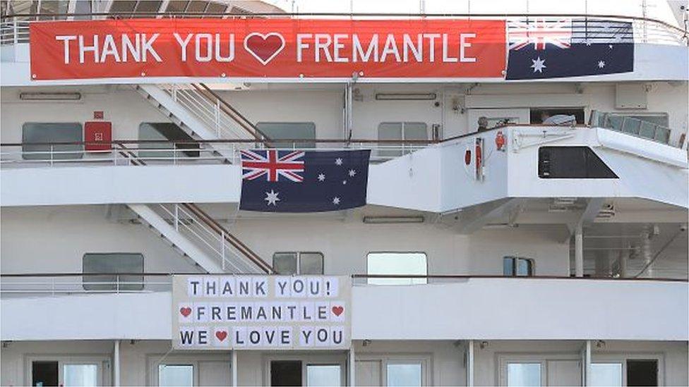 The ship has been docked at Fremantle in Western Australia