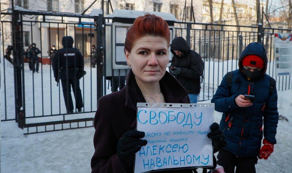 Councillor Antonina Stetsenko in pro-Navalny protest, 18 Jan 21