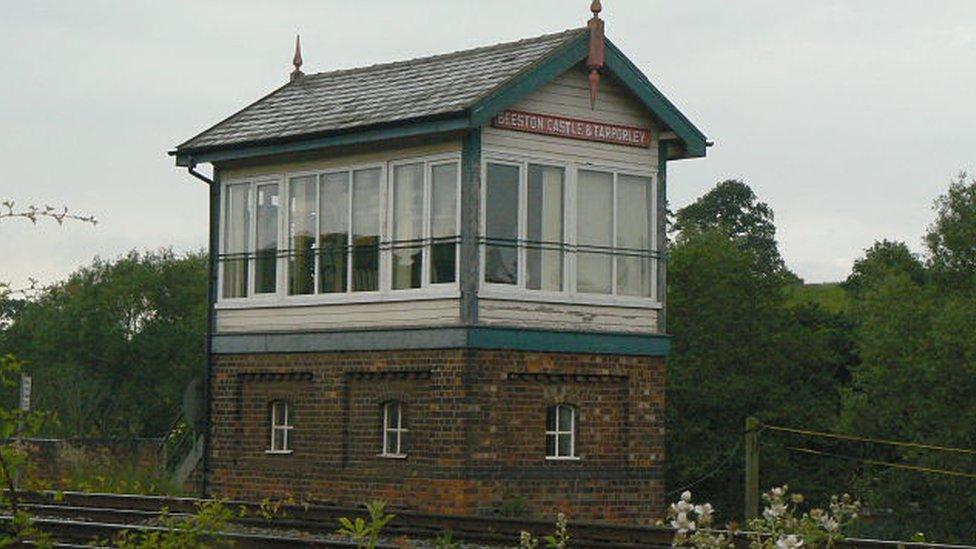 The station signal box pictured in 2009.