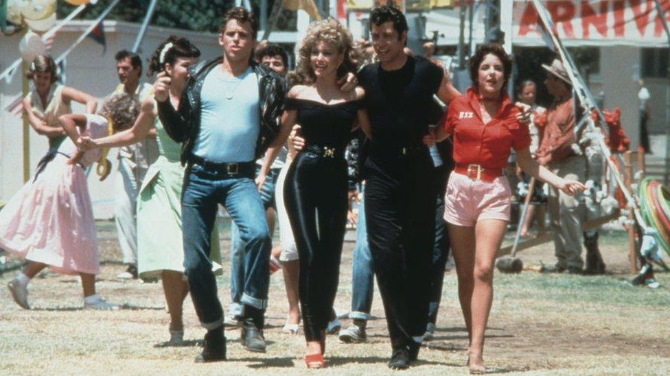 Jeff Conaway, Olivia Newton-John, John Travolta and Stockard Channing