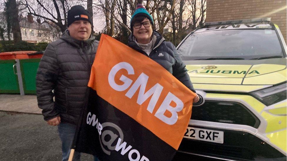 The picket line in Colwyn Bay