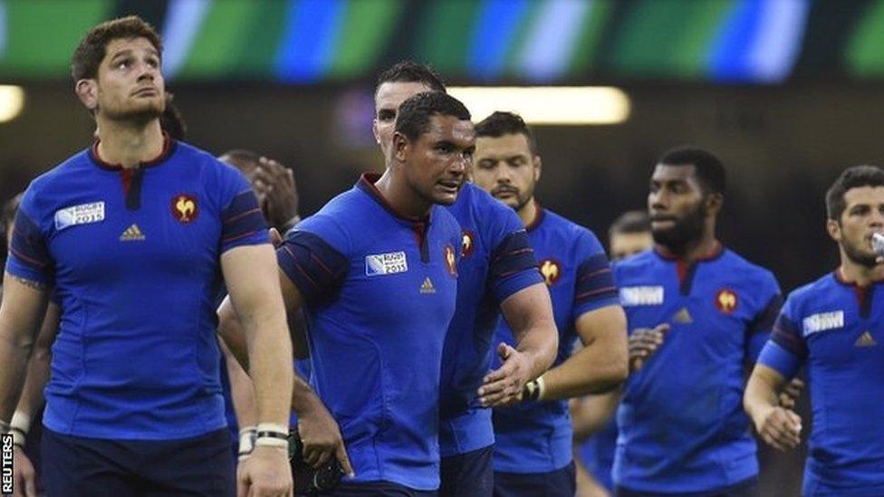 Thierry Dusautoir with France team-mates in 2007