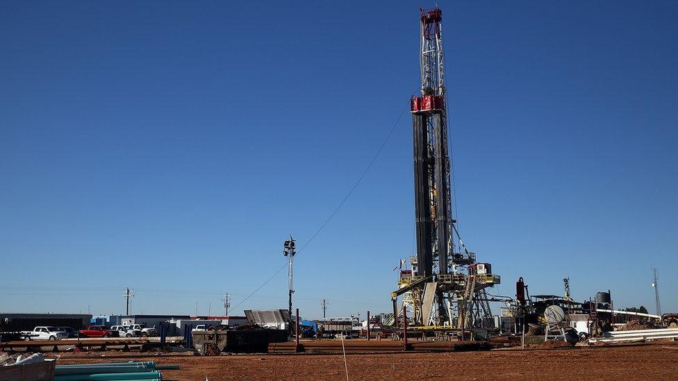 A fracking site in Texas in the Unites States