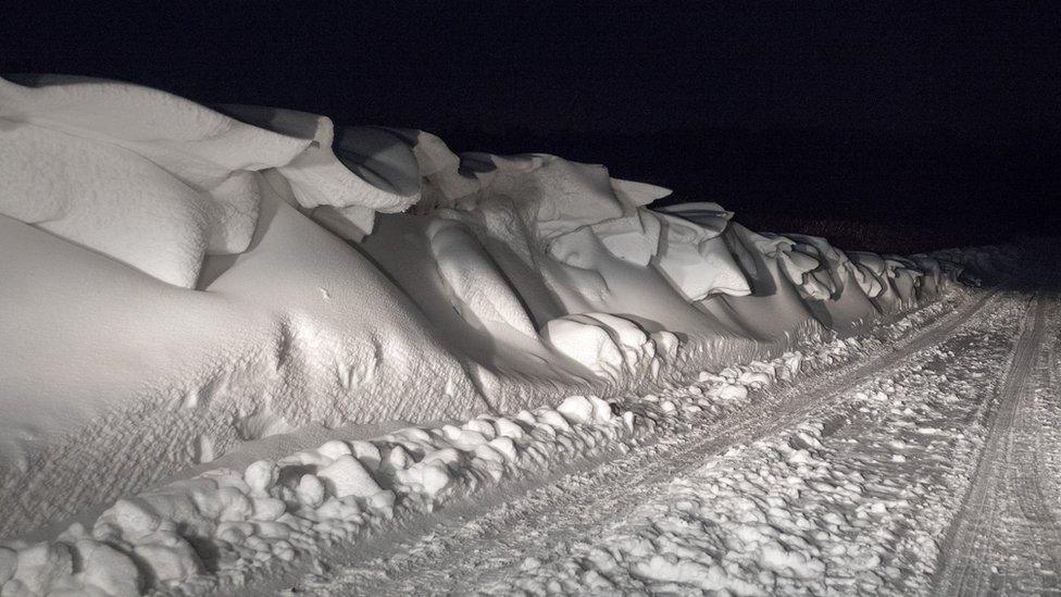 Huge snow drifts