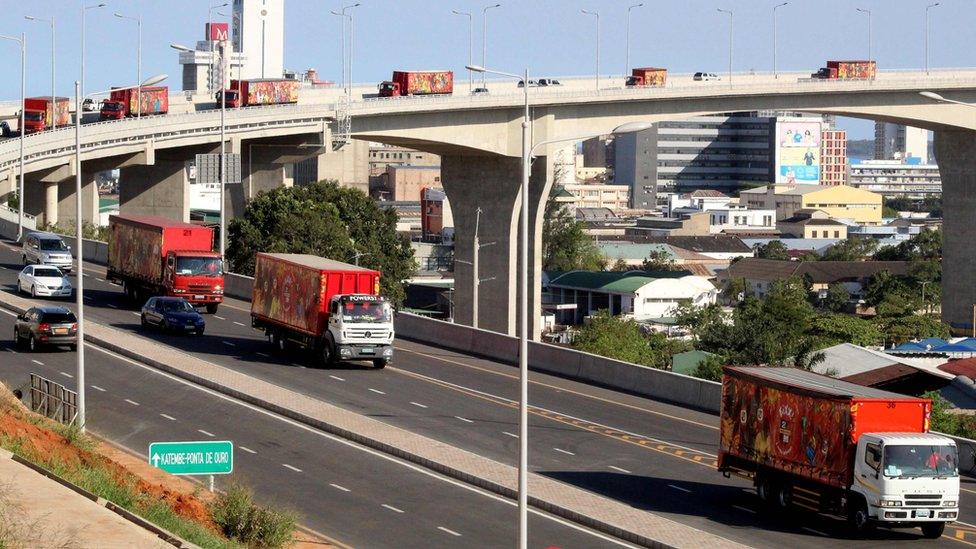 Lorries crossing the new bridge - 10 November