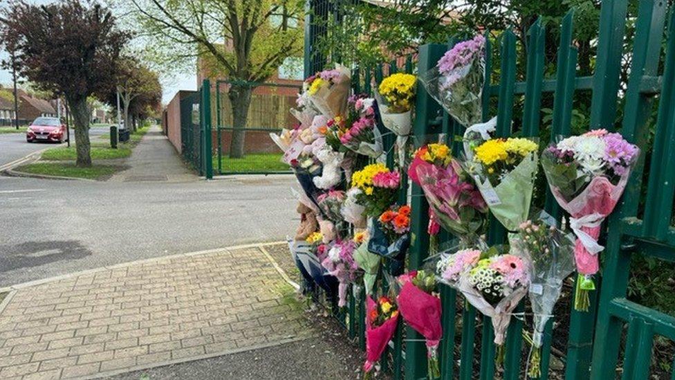 Floral tributes at the scene