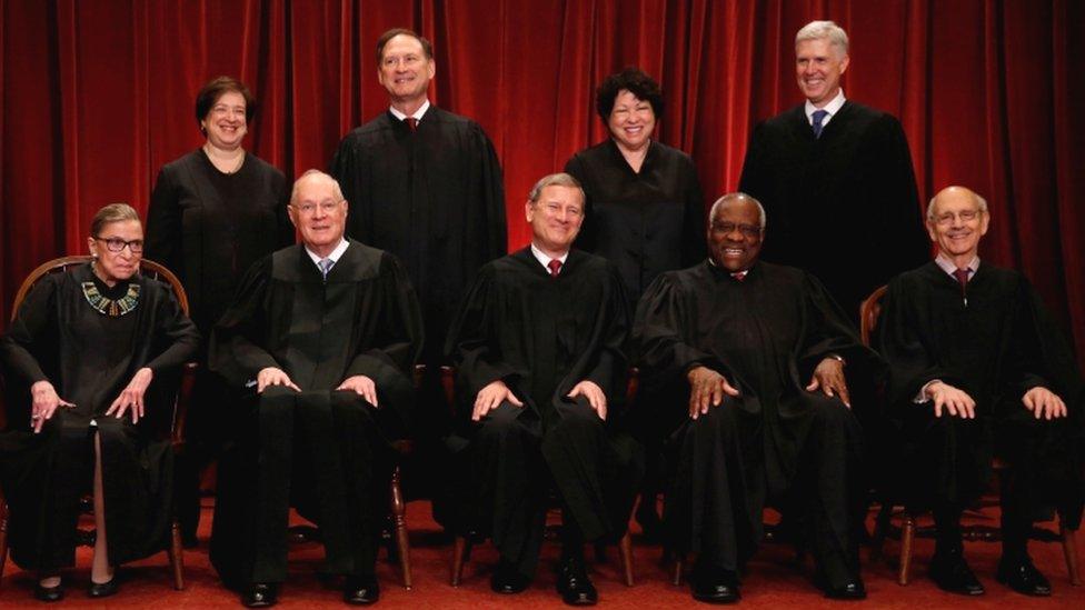 The appointment of Neil Gorsuch (top right) reinstated a 5-4 conservative majority on the Supreme Court