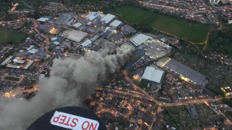 Aerial view of fire