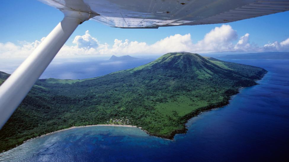 An aerial view of one of Vanuatu's islands