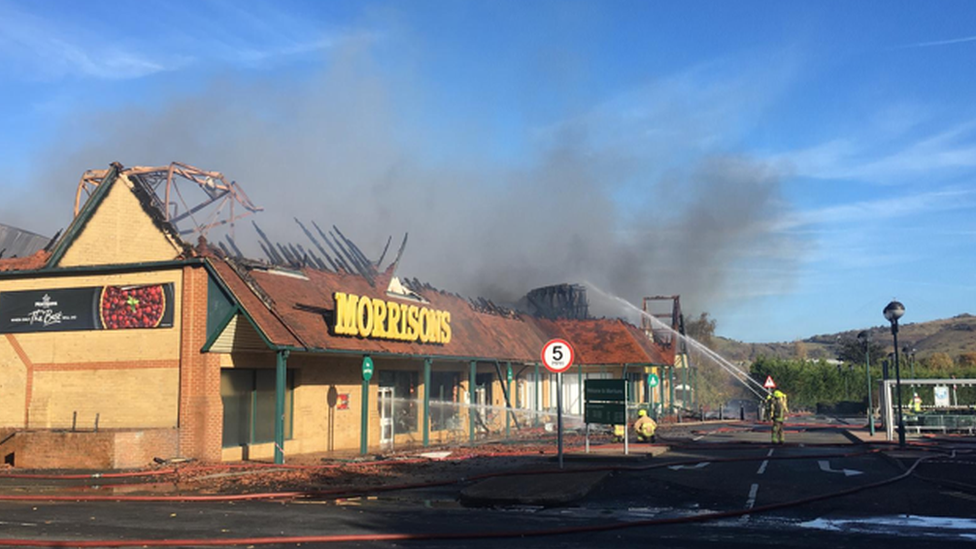 The roof was completely destroyed