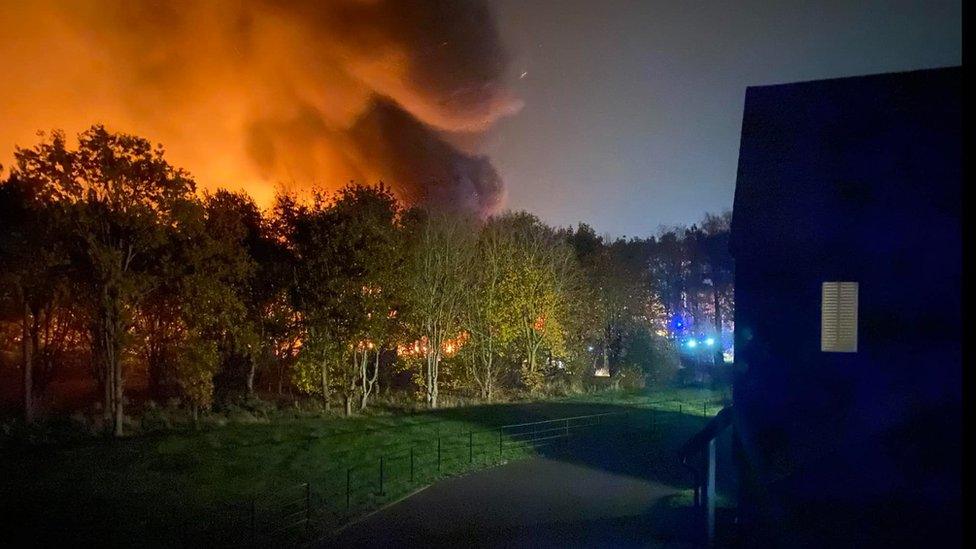 Fire at the former Emerald Park Football Club, Woodfarm Lane, Gorleston