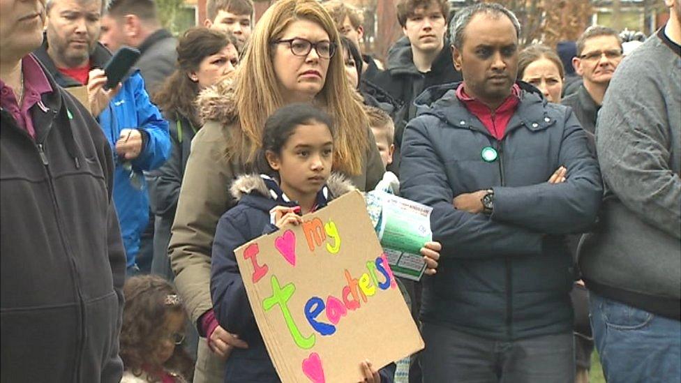 Demonstration against education cuts in Conwy