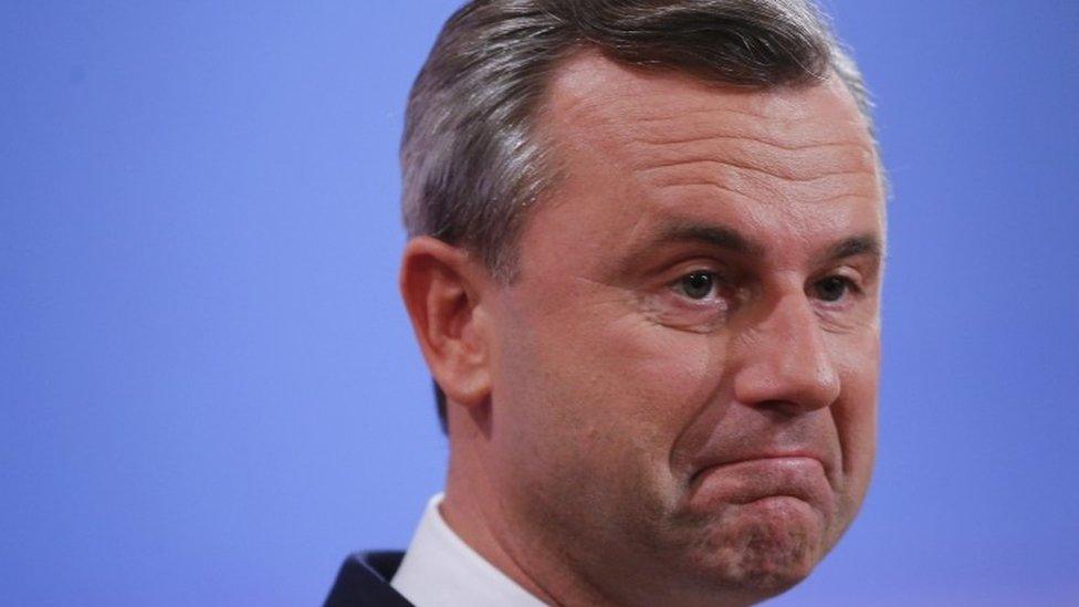 Far-right presidential candidate in Austria, Norbert Hofer, after the result becomes clear, 4 December 2016