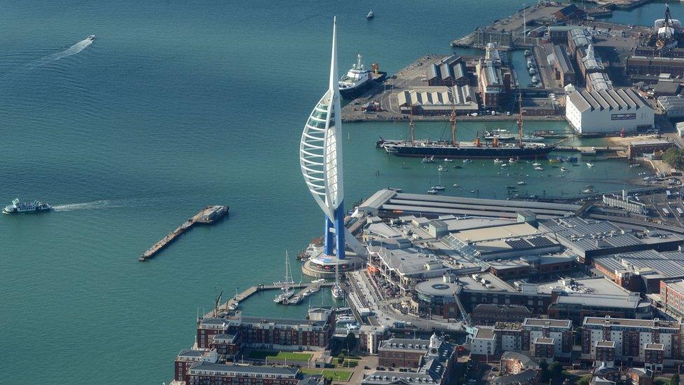 Spinnaker Tower from the air