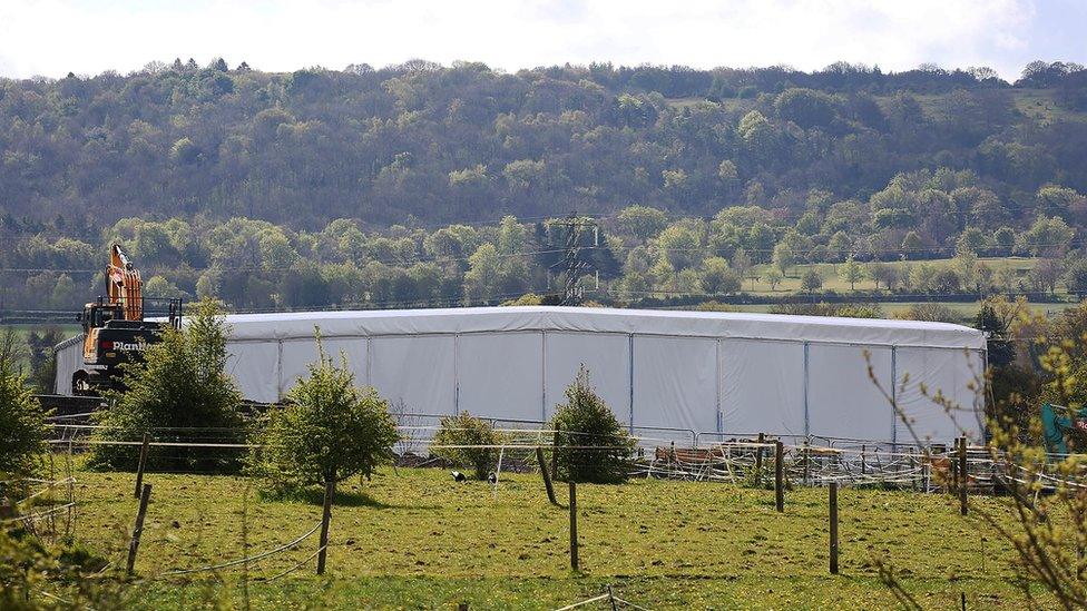 Tent erected over burial site