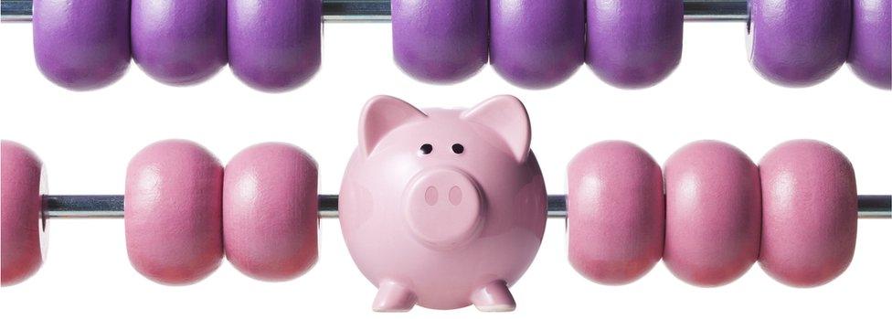 Piggy bank on abacus