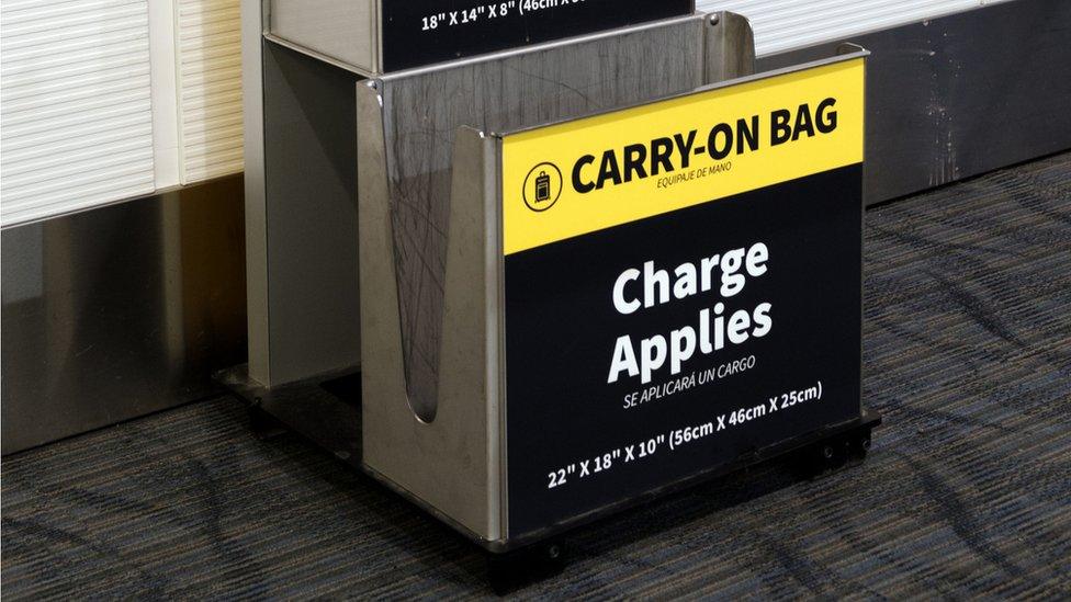 A carry-on bag sizer