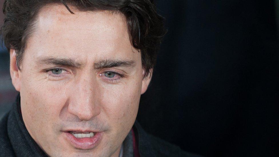 Canadian Prime Minister Justin Trudeau arrives to pray at a funeral service for three of the victims of the deadly shooting at the Quebec Islamic Cultural Centre, at the Congress Centre in Quebec City, Quebec,on February 3, 2017.