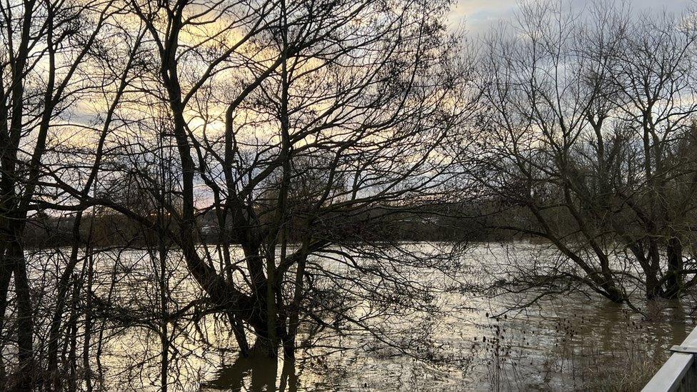 Flooded Mill Road at Little Paxton