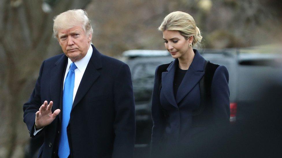 President Donald Trump and his daughter Ivanka Trump walk toward Marine One while departing from the White House, on February 1, 2017