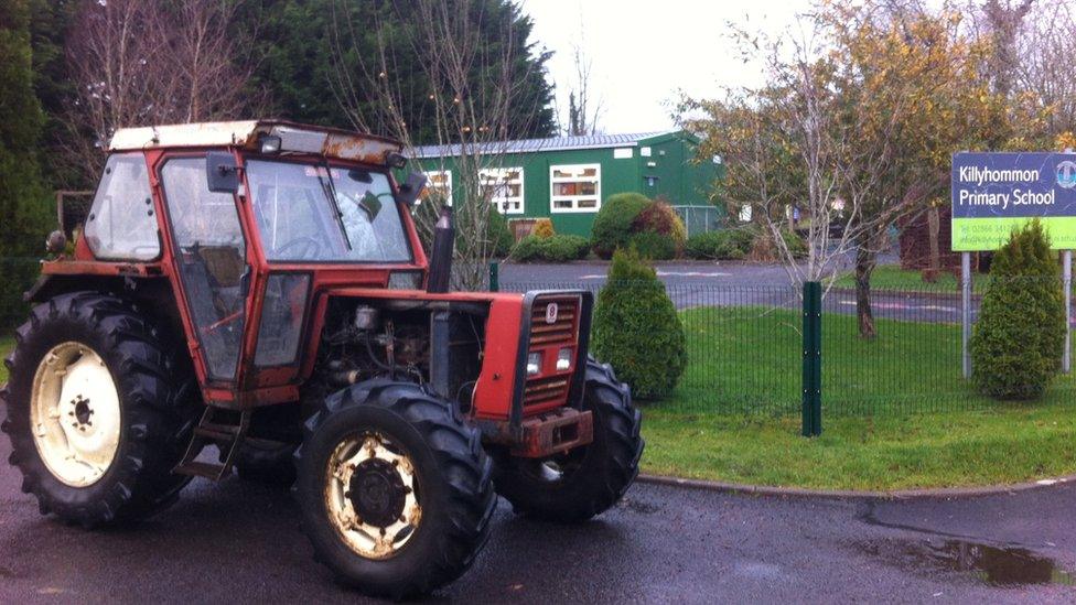 This tractor helped some children get to school at Killyhommon Primary School in Boho, County Fermanagh