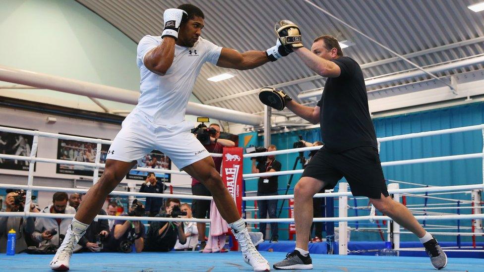 Anthony Joshua with his trainer Rob McCracken