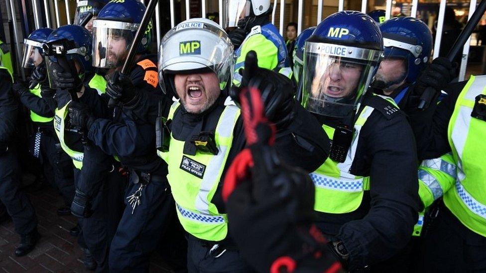 Police officers during protest