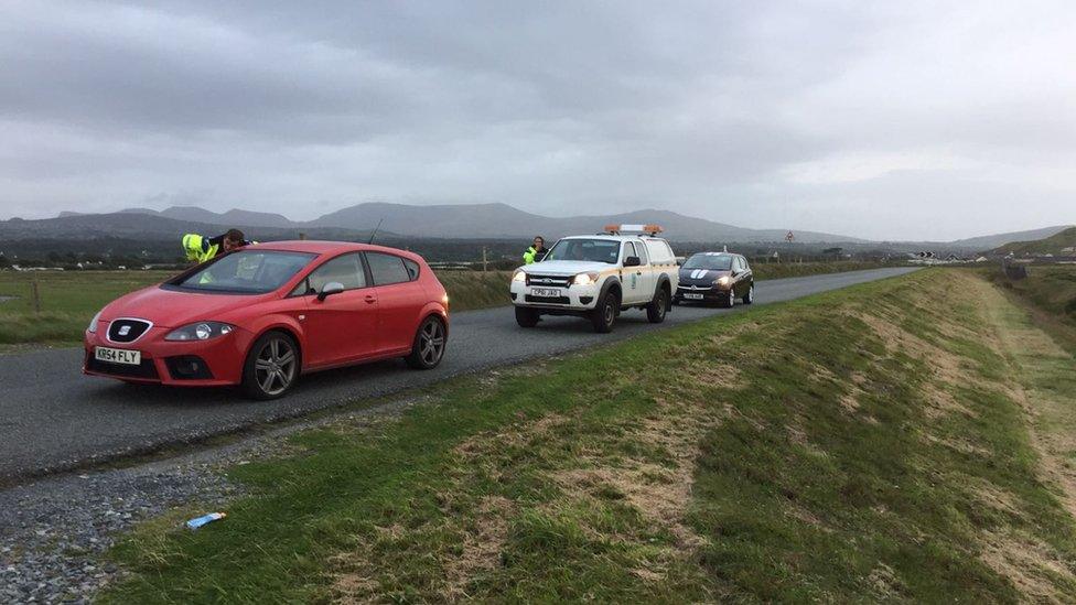 Police and cars at Caernarfon Airport