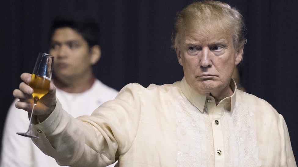 Donald Trump toasts at the Asean Summit in the Philippines.