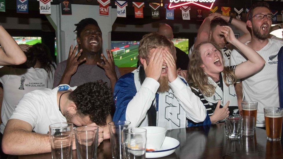 New Zealand fans watch the game in Wellington