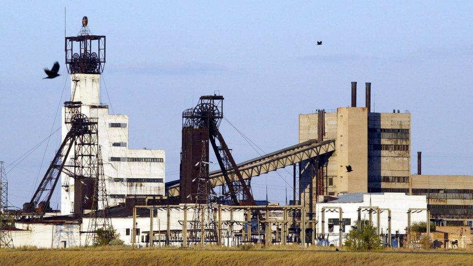 A general view of the Lenin coal mine in the town of Shakhtinsk, in the Karaganda region of central Kazakhstan