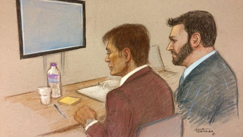 Drawing of Sir Cliff Richard at High Court on 12 April 2018