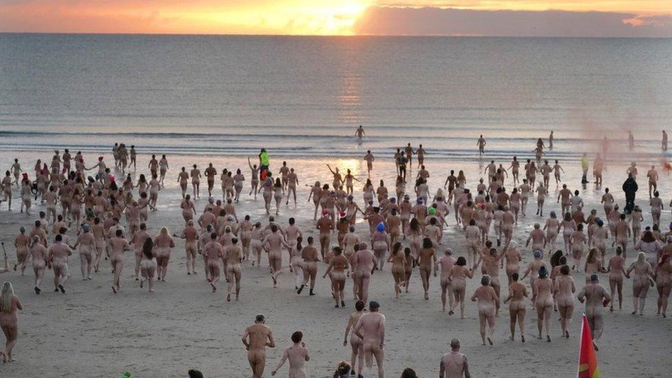 Druridge Bay skinny dip