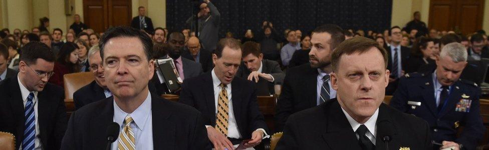 FBI Director James Comey (L) and National Security Agency Director Mike Rogers