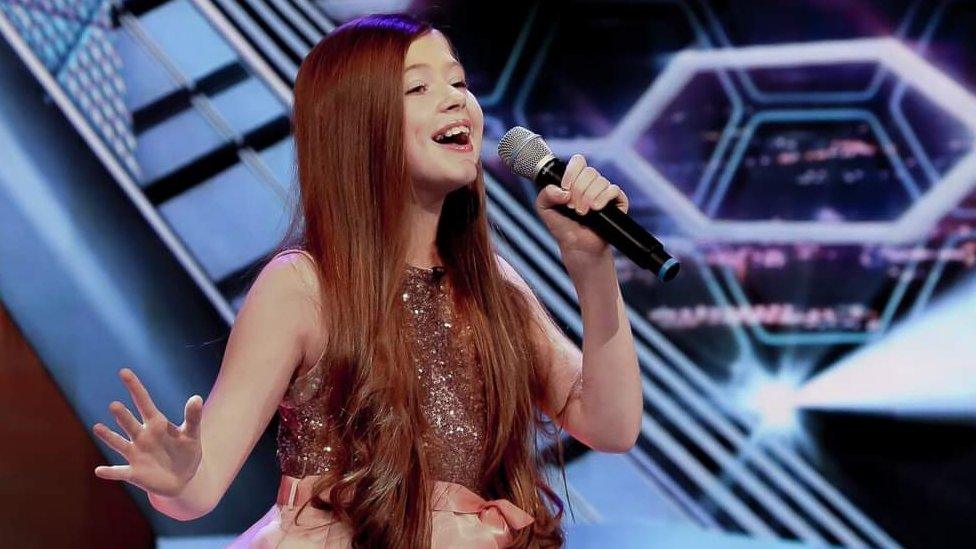 Sophie Lennon performing as a finalist representing Ireland in Junior Eurovision