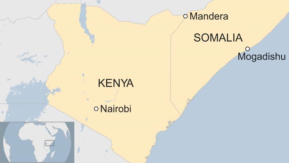 Map showing location of Mandera