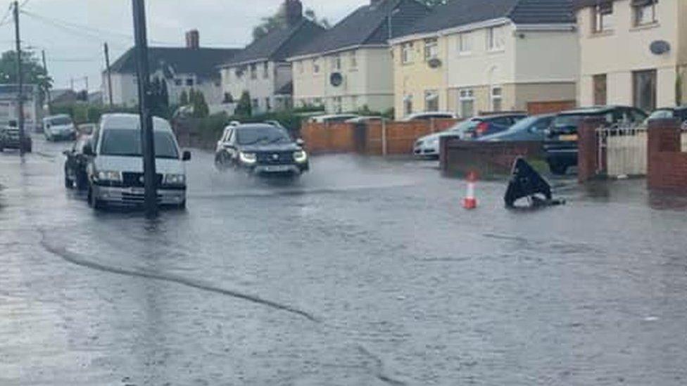 partly flooded street