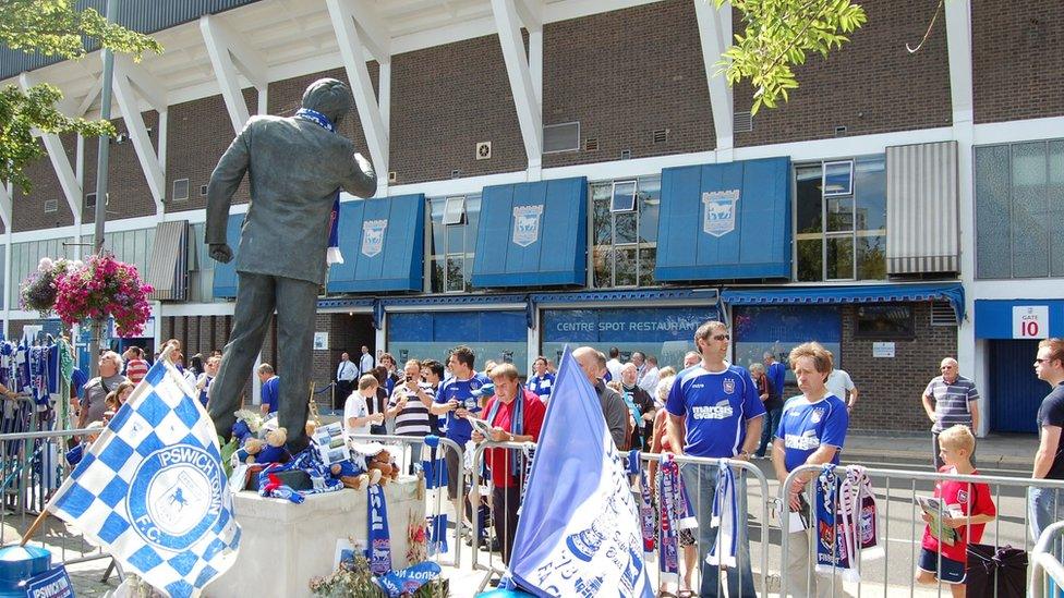 Football fans on Portman Road, Ipswich