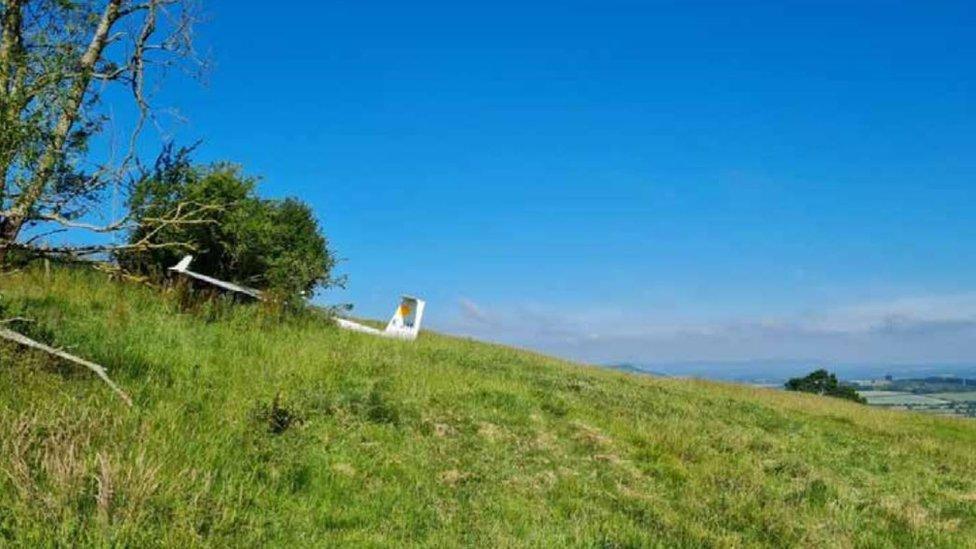 A glider crashed into a field