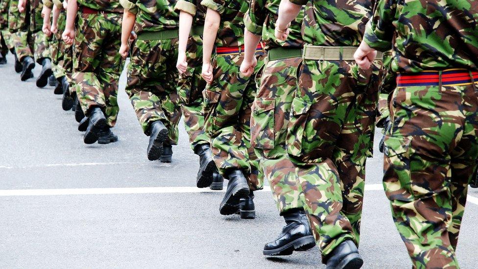 Soldiers marching