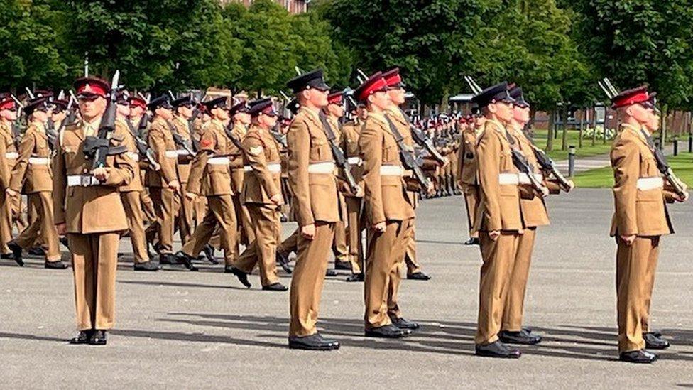 Soldiers on parade at Harrogate's Army Foundation College