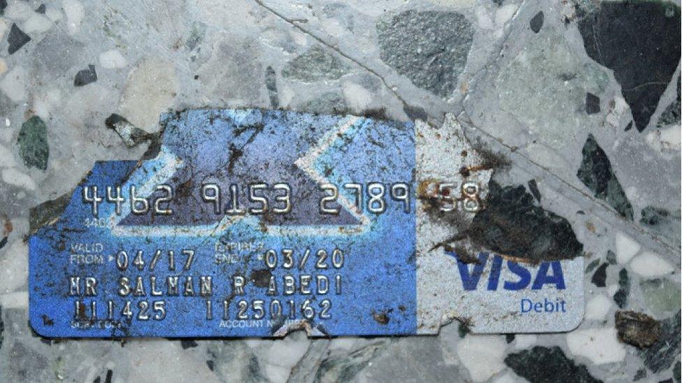 Salman Abedi's debit card, found at Manchester Arena after the attack