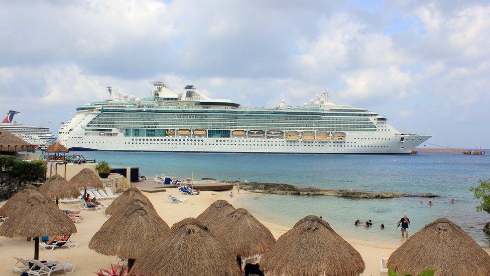 The cruise ship Brilliance of the Seas is docked in the waters of Cozumel, Mexico, Saturday, 19 March 2016.