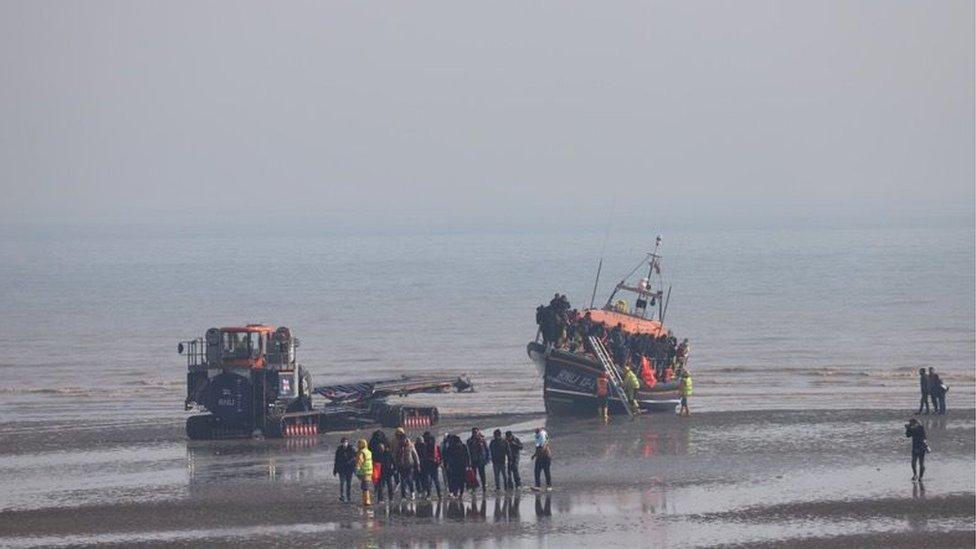 Migrants arriving in Dungeness